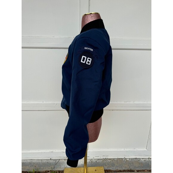 Vintage Air Force Military jacket 1999 Navy Blue Patches Lined Cadet Loose Hawgs - Picture 3 of 8